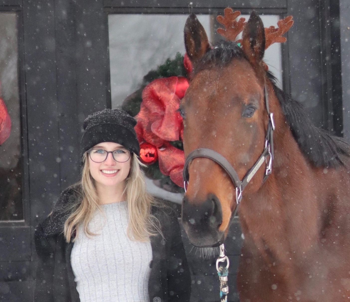 Carley with her horse in winter